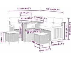 Sodo Sofų Rinkinys su pagalve 8 pcs Bežinė ir šviesiai pilka