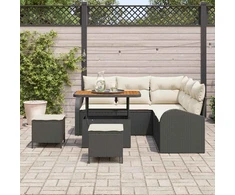 Sodo Sofų Rinkinys su pagalve 8 pcs Juoda ir kreminė