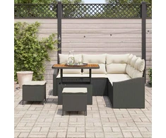 Sodo Sofų Rinkinys su pagalve 8 pcs Juoda Poli ratanas
