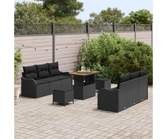 Sodo Sofų Rinkinys su pagalve su saugykla 9 pcs Juoda