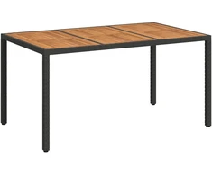 Sodo stalas Juoda 150 x 90 x 75 cm poliratanas
