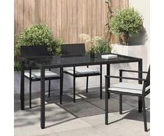 Sodo stalas Juoda 150 x 90 x 75 cm poliratanas