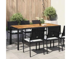 Sodo stalas Juoda 190 x 90 x 75 cm poliratanas