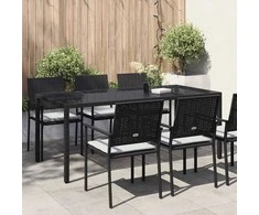 Sodo stalas Juoda 190 x 90 x 75 cm poliratanas