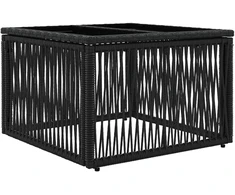 Sodo stalas Juoda 55 x 55 x 37 cm PE Rattan ir Stiklas