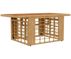 Sodo stalas Natūrali 100 x 55 x 37 cm PE Rattan ir Stiklas