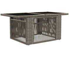 Sodo stalas Pilka 100 x 55 x 37 cm PE Rattan ir Stiklas