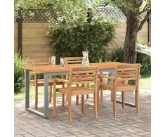 Sodo stalas Pilka 160 x 80 x 75 cm Kietos akacijos mediena