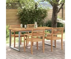 Sodo stalas Pilka 180 x 90 x 75 cm Kietos akacijos mediena