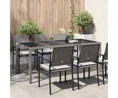 Sodo stalas Pilka 190 x 90 x 75 cm poliratanas