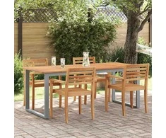 Sodo stalas Pilka 200 x 90 x 75 cm Kietos akacijos mediena