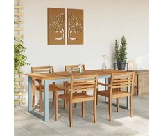 Sodo stalas Pilka 200 x 90 x 75 cm Kietos akacijos mediena