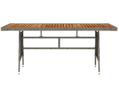 Sodo stalas, pilkas, 160x70x72cm, poliratanas ir akacija