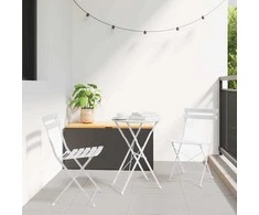 Sodo sulankstoma kėdė 2 pcs Balta 42 x 46 x 82cm metalas