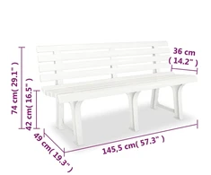 Sodo suoliukas, 145,5cm, plastikas, baltas
