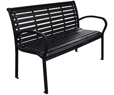 Sodo suoliukas, juodos spalvos, 116cm, plienas ir WPC