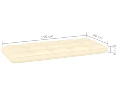 Sodo suoliukas su kreminėmis pagalvėlėmis, 179cm, pušis