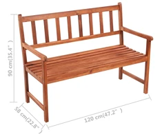 Sodo suoliukas su pagalvėle, 120cm, akacijos medienos masyvas