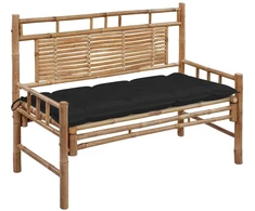 Sodo suoliukas su pagalvėle, 120cm, bambukas (41504+314951)
