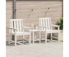 Sodo valgomoji kėdė 2 pcs Balta 65,5 x 59 x 88 cm HDPE