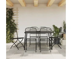 Lauko baldų komplektas Sodo valgomojo baldų komplektas, 7 dalių, antracito, metalas