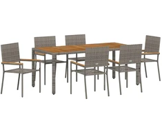 Sodo valgomojo komplektas 7 pcs Pilka poliratanas