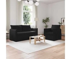 Sofa Sofos komplektas 2 pcs Juoda 156 x 82 x 85 cm Audinys