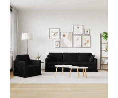 Sofa 2 pcs Juoda 228 x 78 x 80 cm Aksomas