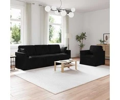 Sofa Sofos komplektas 2 pcs Juoda Aksomas