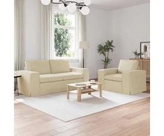 Sofa Sofos komplektas 2 pcs Kreminė 182 x 80 x 82 cm audinys