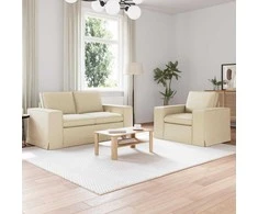 Sofa 2 pcs Kreminė Metalas