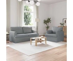 Sofa 2 pcs Šviesiai pilka Metalas