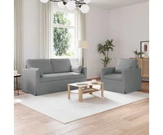 Sofa 2 pcs Šviesiai pilka Metalas