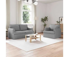 Sofa 2 pcs Šviesiai pilka Metalas