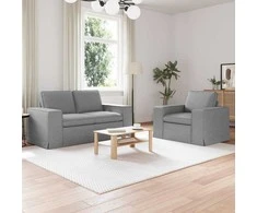 Sofa 2 pcs Šviesiai pilka Metalas