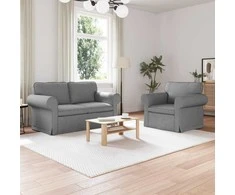 Sofa 2 pcs Šviesiai pilka Metalas