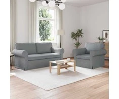 Sofa 2 pcs Šviesiai pilka Metalas