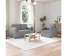 Sofa 2 pcs Šviesiai pilka Metalas
