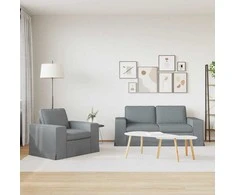 Sofa 2 pcs Šviesiai pilka Metalas