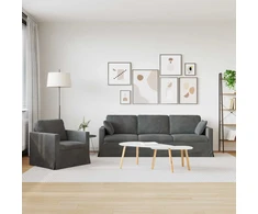 Sofa 2 pcs Tamsiai pilka 228 x 78 x 80 cm Aksomas