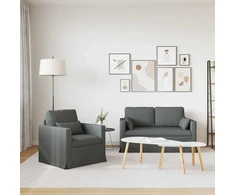 Sofa 2 pcs Tamsiai pilka Metalas