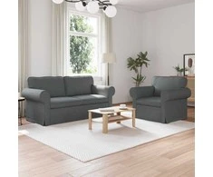 Sofa 2 pcs Tamsiai pilka Metalas