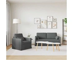 Sofa 2 pcs Tamsiai pilka Metalas