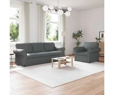 Sofa 2 pcs Tamsiai pilka Metalas