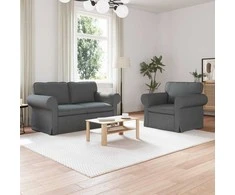 Sofa 2 pcs Tamsiai pilka Metalas