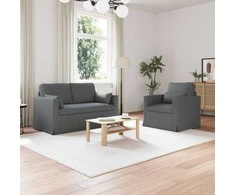 Sofa 2 pcs Tamsiai pilka Metalas