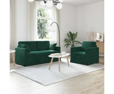 Sofa Sofos komplektas 2 pcs Tamsiai žalia 158 x 78 x 80 cm Aksomas