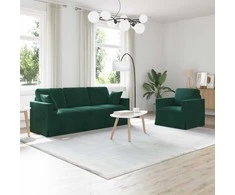 Sofa Sofos komplektas 2 pcs Tamsiai žalia 198 x 78 x 80 cm Aksomas