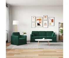 Sofa Sofos komplektas 2 pcs Tamsiai žalia 198 x 78 x 80 cm Aksomas