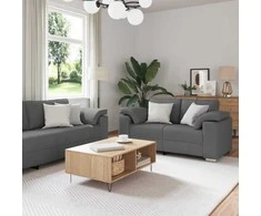 Sofa 3 pcs Tamsiai pilka 219 x 80 x 82 cm Lino mišinio audinys